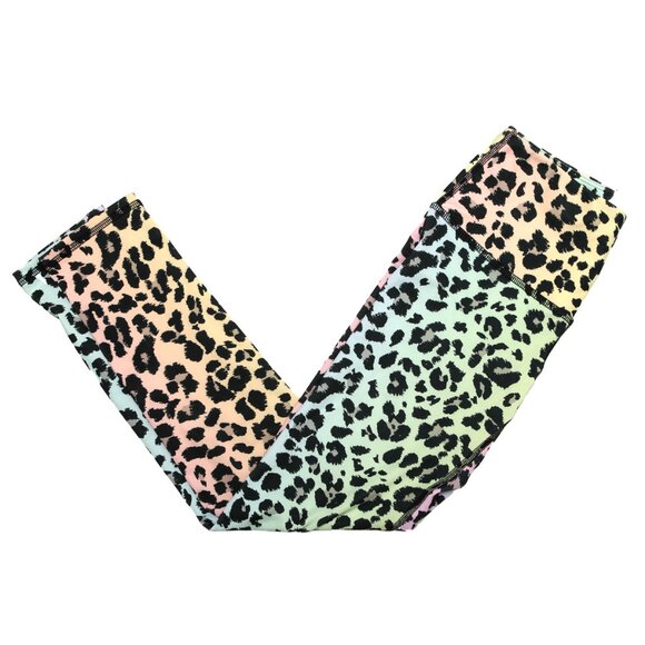 Noli Active Leggings Yoga Leopard Animal Print Rainbow Ombre Stretch Crop Tights - Picture 3 of 6